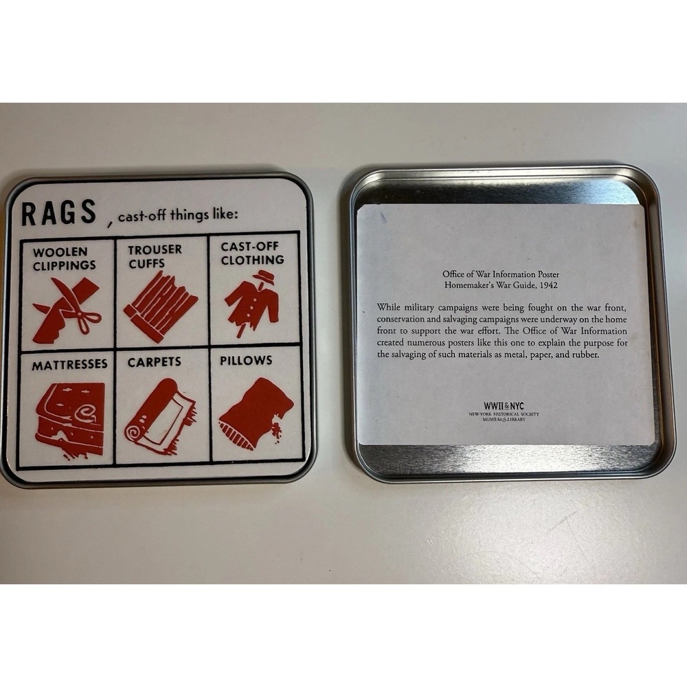 Homemaker's War Guide WWII NYC Coasters Set of 4 With Tin